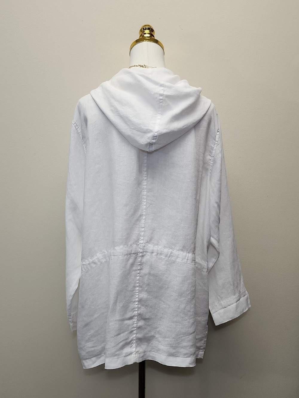 Cynthia Rowley White Hooded Utility Jacket Linen Blend Size 1X - Picture 3 of 9